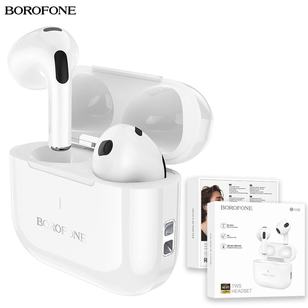 Borofone BW58 TWS True Wireless Headset Bluetooth Headphones With Microphone Touch Control Earbuds Sports Headset Air Pods - Universal Compatibility Borofone BW58 TWS True Wireless Headset Bluetooth Headphones With Microphone Touch Control Earbuds Sports Headset Air Pods - Universal Compatibility